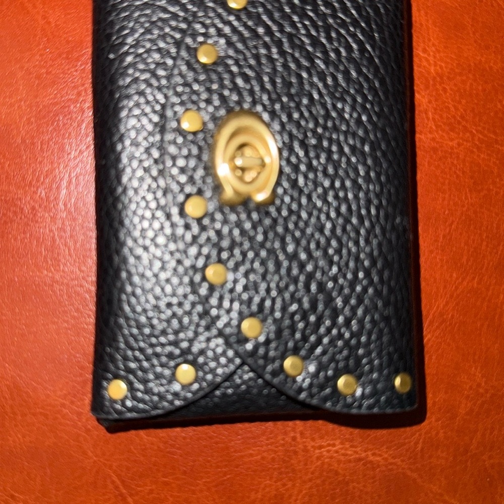 Coach Black Leather Wallet with Gold Accents